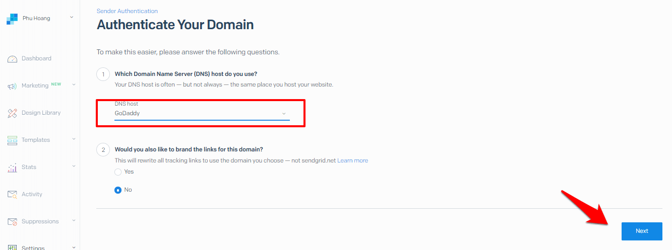 input domain name server